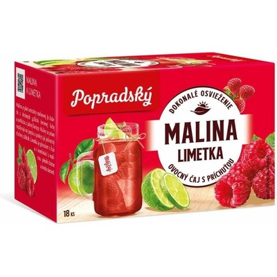 Popradský Malina a limetka ovocný čaj s príchuťou 18 x 2 g
