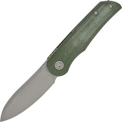 Petrified Fish PFE16 El Camino Gray Stonewashed N690 Green Micarta PFE16GRMGAW
