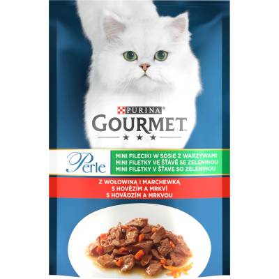 Gourmet Purina Gourmet Perle котешка храна Мини филе в сос с говеждо месо и моркови 85 г