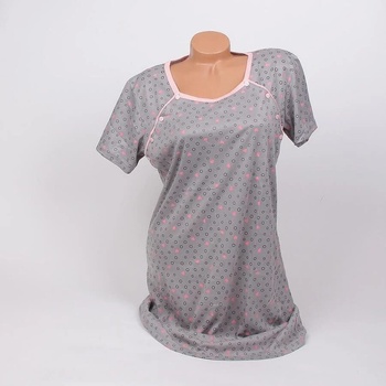 Image 1 of Нощница за кърмачки в сиво на сърчица и кръгчета с кант в цвят пудра