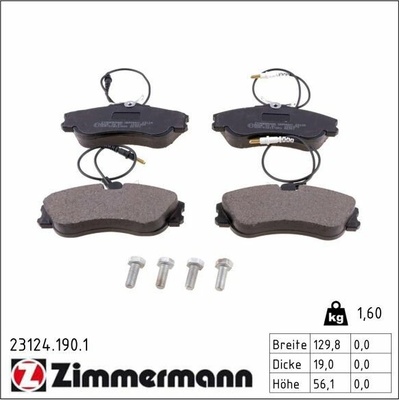 Sada brzdových doštičiek, kotúčová brzda ZIMMERMANN 23124.190.1