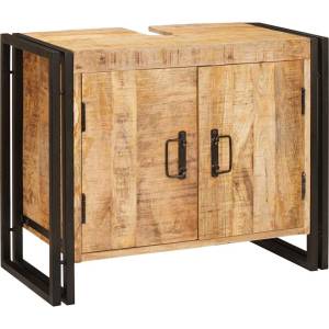 vidaXL Шкаф за мивка Кафяво 71 x 33 x 58 см Солидно мангово дърво (4102766)