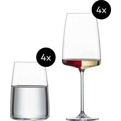 Zwiesel Glas чаша за вино VIVID SENSES 535 мл, с чаши за вода, комплект от 8 бр. , Zwiesel Glas (ZWI123317)