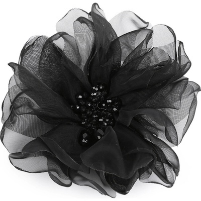 Stoklasa brož květ s broušenými korálky 10 cm v krabičce 7 černá