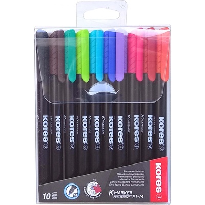 Kores K-MARKER Permanentný popisovač, tenký hrot M, 10 ks sada