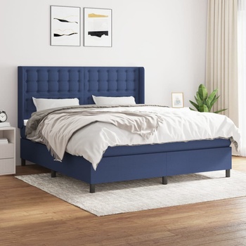 vidaXL Боксспринг легло с матрак, синьо, 180x200 см, плат (3131775)