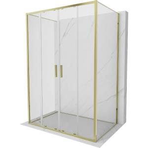 Mexen Exo-S Duo 3S душ кабина тристенна плъзгаща се 130 x 85 см, прозрачна, златна (8152-130-085-50-00-3S)