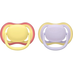 Philips Залъгалки Philips Avent - Ultra Air, 0-6 м, с кутийка, 2 броя, пастелни, жълта/лилава (SCF087/03) - ozone