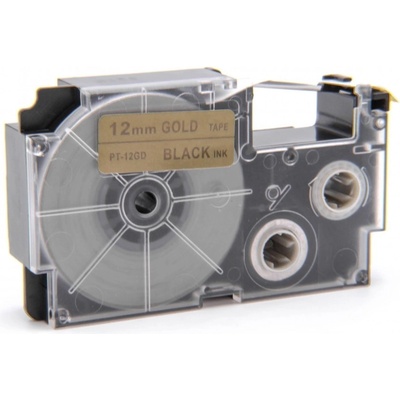 Compatible Съвместима лента с Casio XR-12GD1 12mm x 8m черен печат / златна основа (XR12GD1)