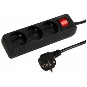 BLOW 98-770# Power strip PR-370WSP 3 sockets with grounding+switch 1.5m black (3x1.5mm)