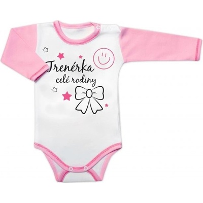 Baby Nellys Body dlouhý rukáv s vtipným textem Trenérka celé rodiny