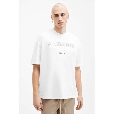 AllSaints Памучна тениска AllSaints CUTOUT SS CREW в бяло с принт M004PA (M004PA)