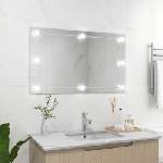 vidaXL Стенно огледало без рамка, с LED лампи, правоъгълно, стъкло (3078645)