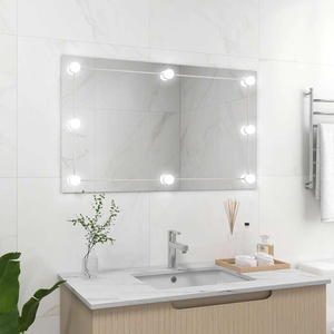 vidaXL Стенно огледало без рамка, с LED лампи, правоъгълно, стъкло (3078645)