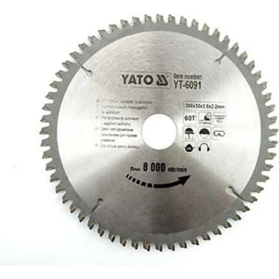 TOYA Карбиден диск за циркуляр, за рязане на алуминий YATO, Ф 200 x 30, T 60 (6091)
