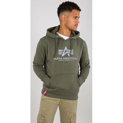 Alpha Industries mikina Basic Hoody Reflective Print dark olive