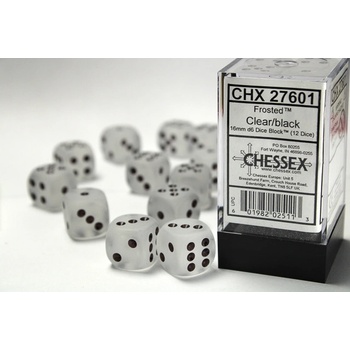 Chessex sada kostek D6 12 kostek Ledové Barva: Ledová & Černá