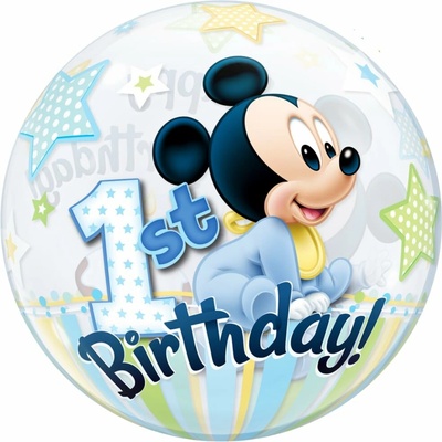 Qualatex 56 cm fóliový balónek nafukovací bublina Mickey Mouse 1 rok