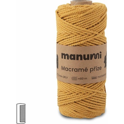 Manumi Macramé priadza stočená 3PLY 3mm horčicová - 1 ks