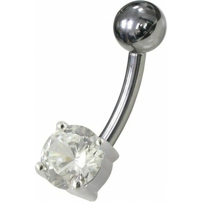 S4U Stříbrný piercing do pupíku kulatý zirkon 6 mm (čirá) BP01146-C