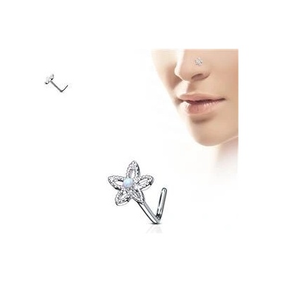 Šperky4U piercing do nosu kytička opál N0085-ST