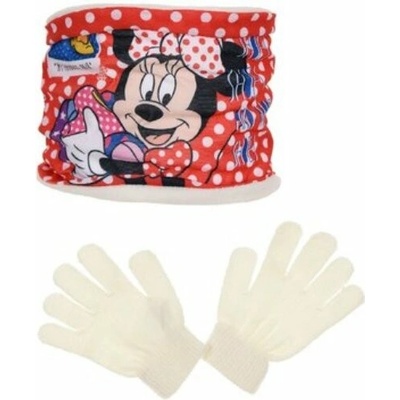 Sun City Šál Minnie nákrčník Minnie zateplený + rukavice bílé