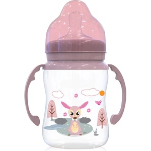 Baby Care Шише с широко гърло и дръжки Lorelli - Animals, 250 ml, Blush (10200720002)