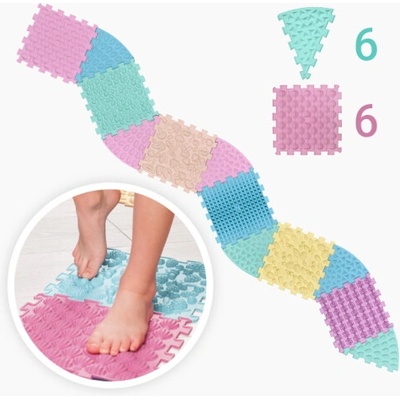 Ortek Masážní podložka "Mix Puzzles" 6 prvků + 6 sektorů PASTEL