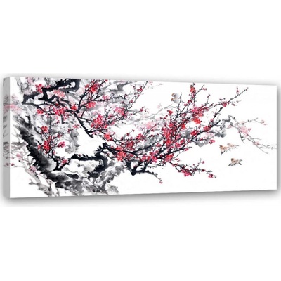 Obraz na plátně, Japonské třešňové květy - 150x50 cm