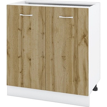 ИРИМ Долен шкаф за вграждане на мивка с две врати и рафт Сити БДД-23 бяло гладко / дъб дакота 80 см