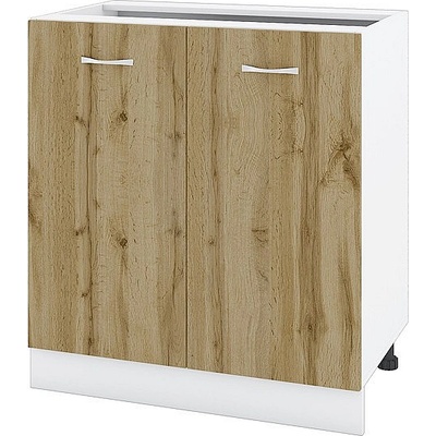 ИРИМ Долен шкаф за вграждане на мивка с две врати и рафт Сити БДД-23 бяло гладко / дъб дакота 80 см