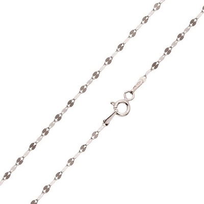 Šperky eshop Řetízek z bílého 14K zlata drobná oválná očka, lesklé plošky S3GG23.36