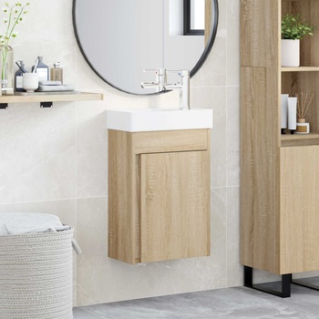 vidaXL Мивка за баня със смесител Дъб сонома 40, 5 x 22, 5 x 62 см (889523)