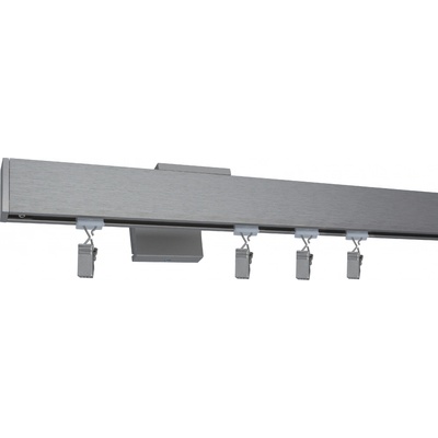 Kovovégarnýže Garnýže Quadrato plug broušený nerez Jednořadá, 151-200cm, jezdec+šnekový háček