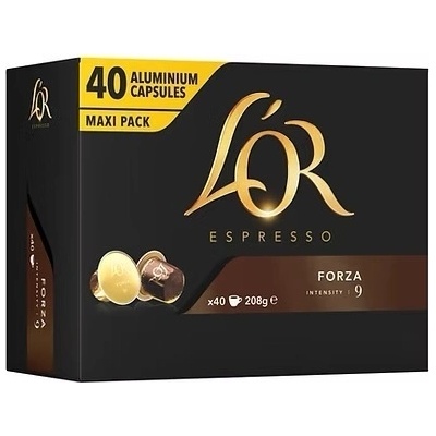 40 бр. кафе капсули L' OR Espresso FORZA 9 съвместими с кафемашини NESPRESSO