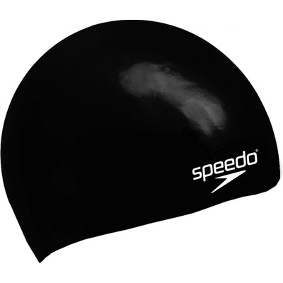Speedo plain moulded silicone junior cap черно