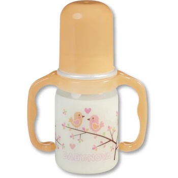 Baby-Nova Пластмасово шише с дръжки Baby Nova РР - 125 ml, оранжево (46003)