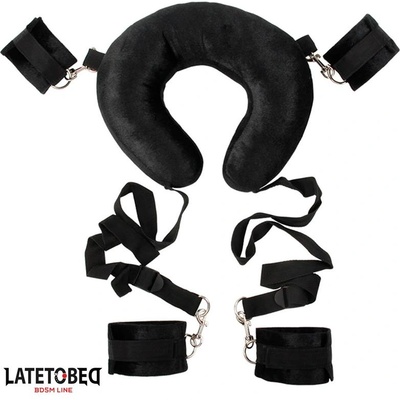 LateToBed BDSM Line Pillow Restraint Set with Cuffs Black