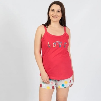 Image 1 of Макси пижама в неоново-розово и сиво с точки