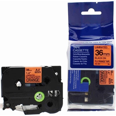 Compatible Съвместима лента с Brother TZ-B61/TZe-B61, сигнал 36mm x 8m, черен печат/портокал. база (TZeB61)