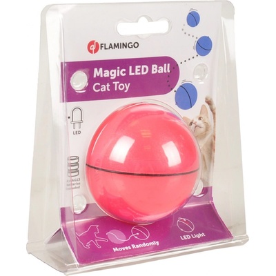Flamingo interaktivní hračka pro kočky míček s LED průměr 6 cm