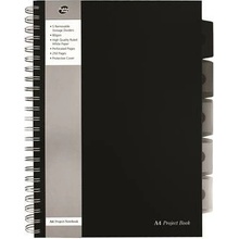 PUKKA PAD Špirálový zošit A4 linajkový 125 listov Black project book čierna