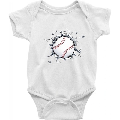 Baseball lopta v triku Dojčenské body krátký rukáv biele