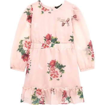 Image 1 of Guess Шифонена официална рокля в бледо розово за мини момиче покрита с цветя Guess