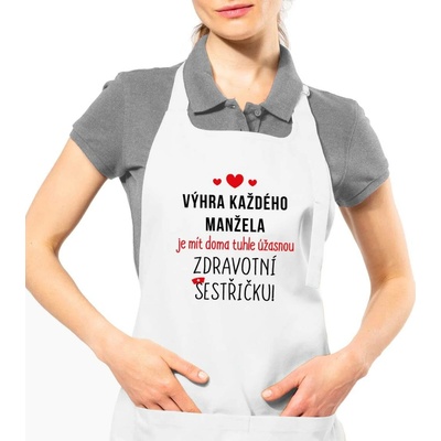 Kariban HobbyTriko Zástěra na vaření Výhra každého manžela Bílá