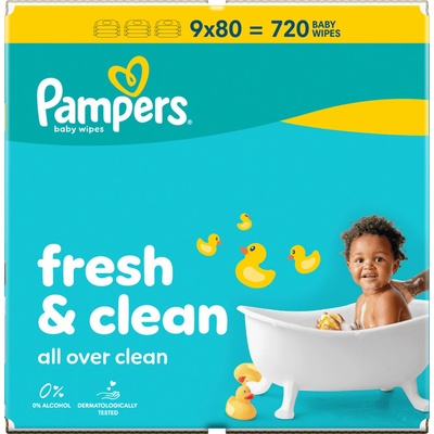 Pampers vlhčené ubrousky Fresh & Clean 9 x 80 ks