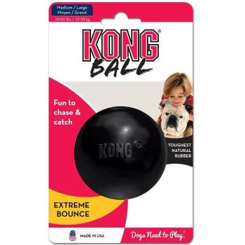 KONG Extreme Medium / Large - Кучешка играчка - гумена топка за гонене и дъвчене 7 см. черна