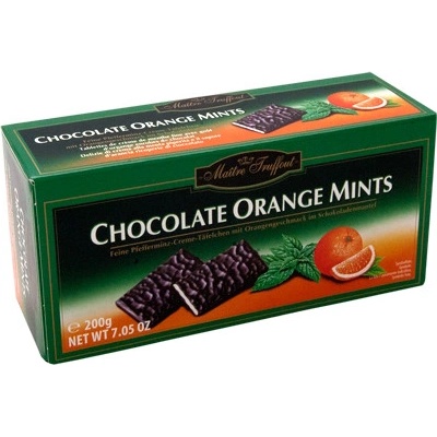 Gunz Maitre Truffout - Plátky hořké čokolády s náplní máta/pomeranč 200 g