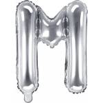 PartyDeco Балон от фолио Mini - Буква М 35см сребърен