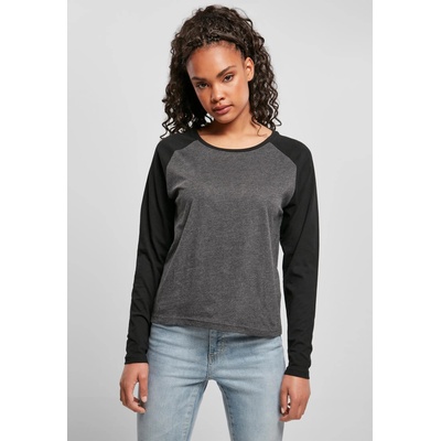 Urban Classics Дамска блуза в черно и сиво Ladies Contrast LongsleeveMODEL143 SALE - , размер XS